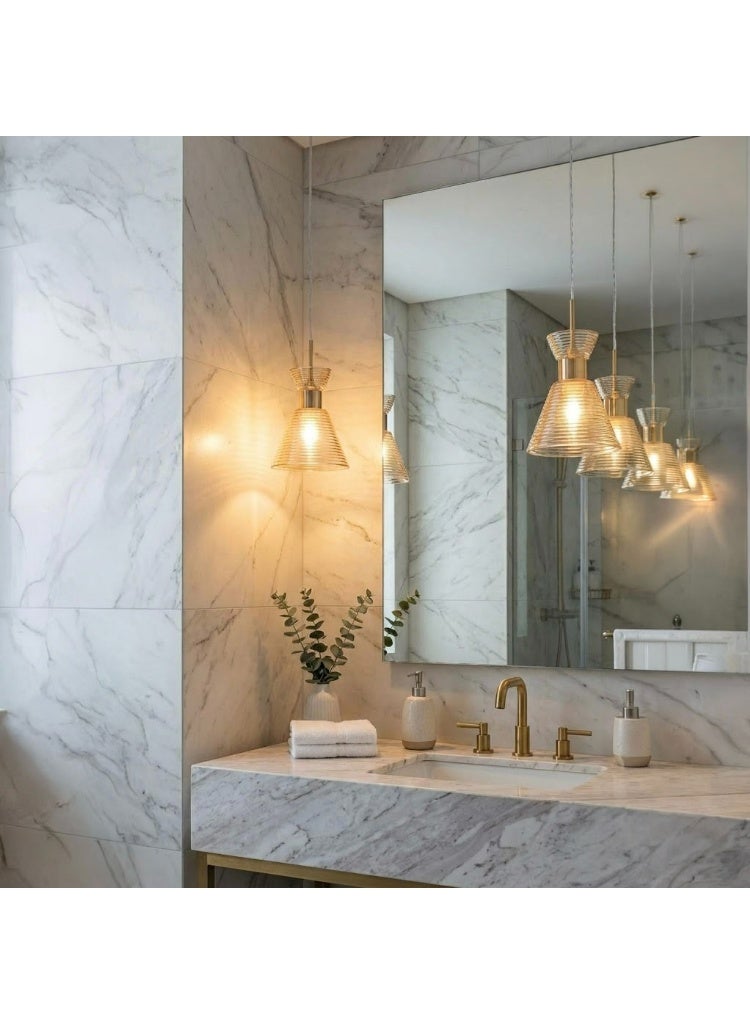  سبولكس إضاءة عصرية من SPOLUX، مصباح معلق فردي، زجاج ذهبي اللون، لون برونزي عتيق، 150 × 25 سم، مناسب لغرفة النوم والمطبخ - Image 4